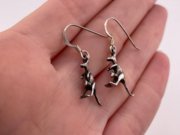 sterling silver kangaroo hook dangle earrings