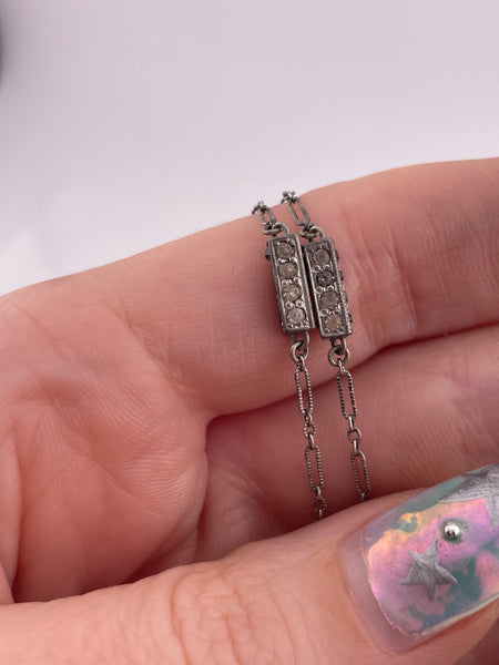 sterling silver chain 18-1/4" rhinestone necklace