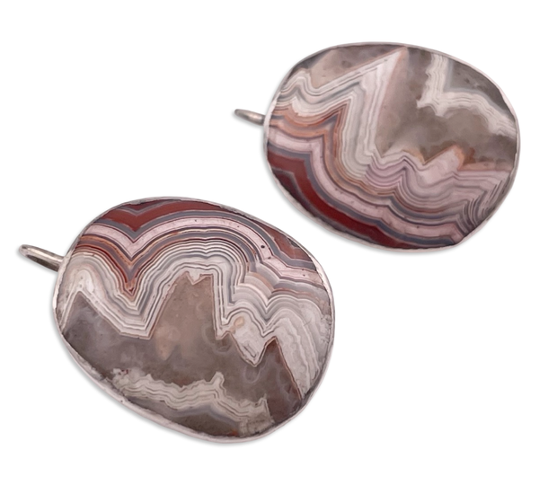sterling silver artisan agate dangle earrings