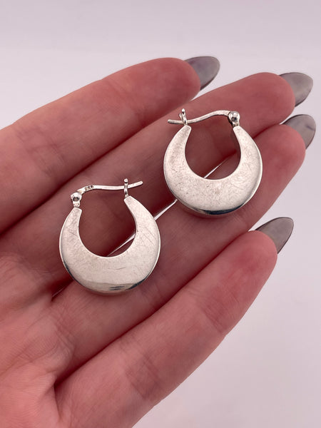 sterling silver smooth puffy 3/4" hoop earrings