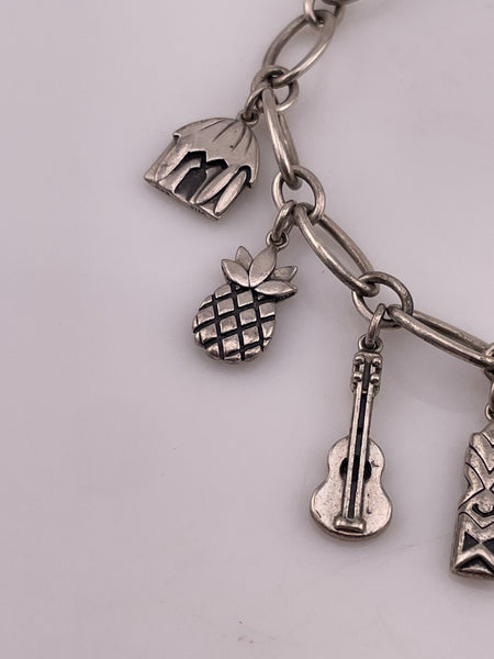sterling silver designer Na Hoku Hawaii charm link bracelet