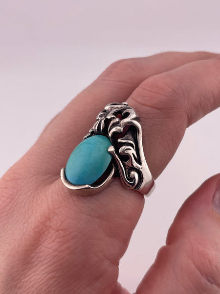 size 8.75 sterling silver Mexican stabilized turquoise ring