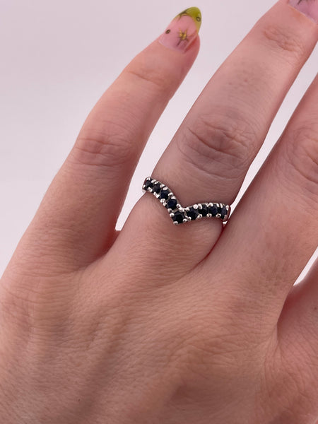 size 7 sterling silver faceted blue spinel ring