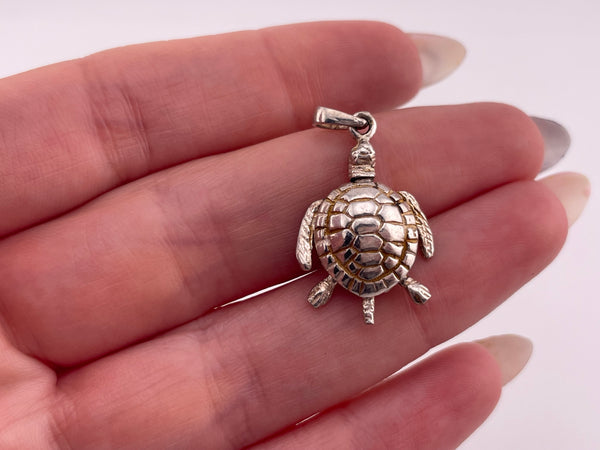sterling silver articulated sea turtle pendant
