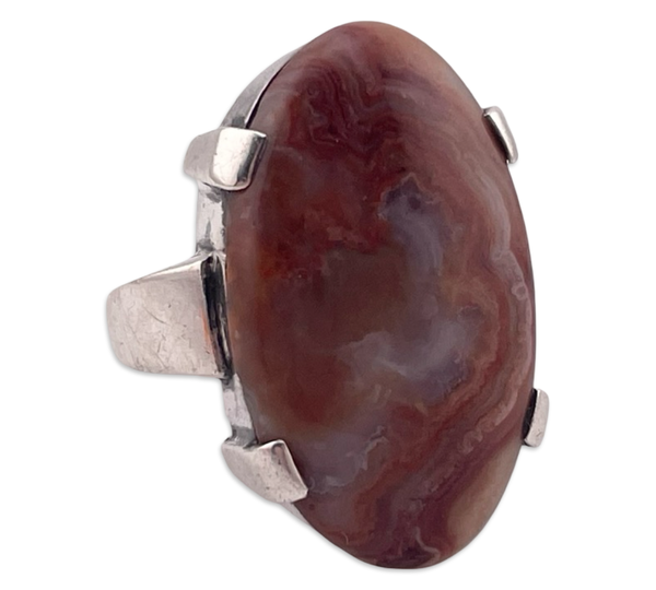 size 4.5 sterling silver oval agate ring