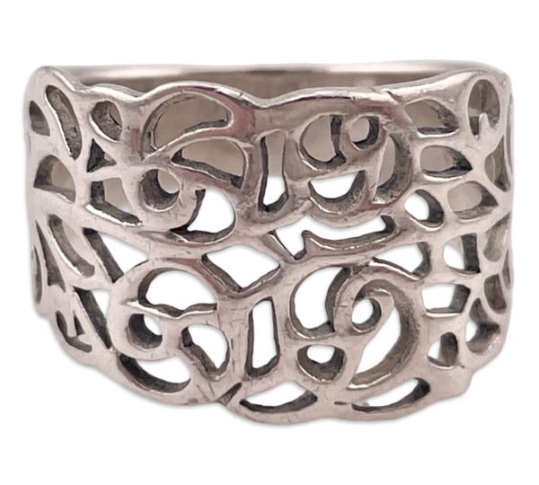 size 7 sterling silver stoneless cut-out design ring