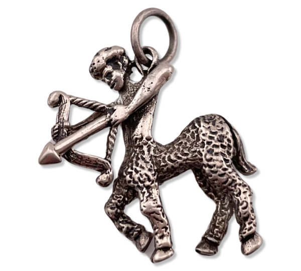 sterling silver figural Sagittarius the Archer zodiac sign pendant