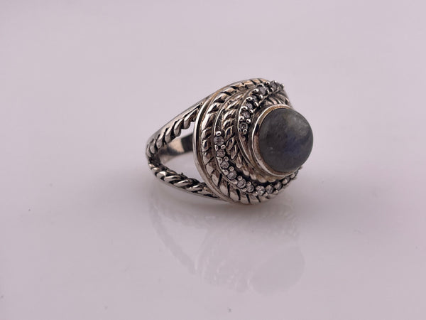 size 9.25 sterling silver labradorite rhinestone ring