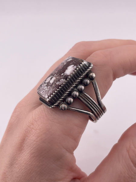 size 13.75 sterling silver Garrison Boyd Navajo crazy horse magnesite rectangle ring