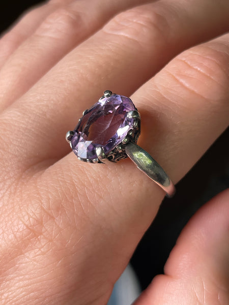 size 9 sterling silver Kabana faceted amethyst ring