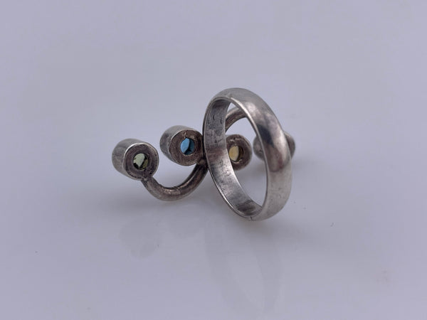 size 6.25 sterling silver faceted multi-stone ring