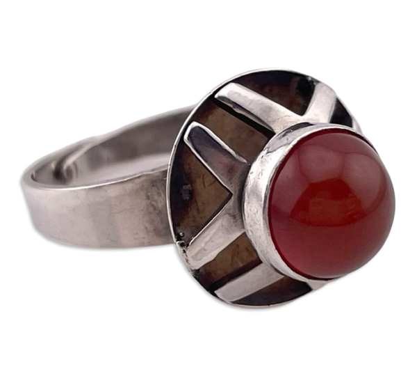 size 5 sterling silver carnelian adjustable band ring