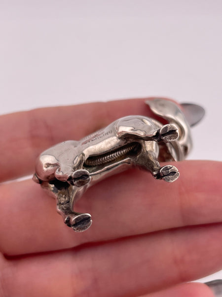sterling silver heavy artisan moose sculpture pendant necklace