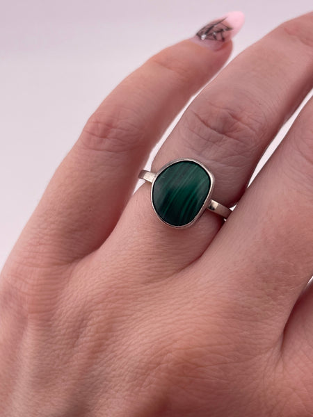 size 5.75 sterling silver malachite ring