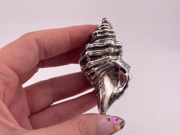 sterling silver large RM Trush 2-3/4" conch seashell pendant or ornament