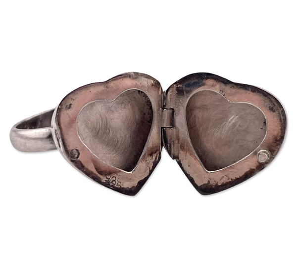 size 5.25 sterling silver etched heart locket ring