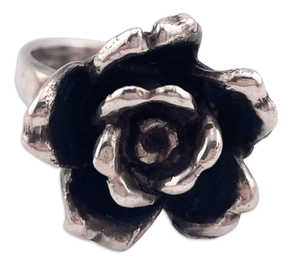 size 7.75 sterling silver electroform flower ring