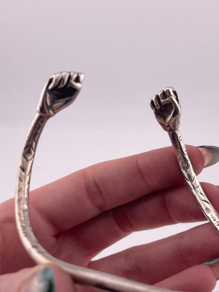 sterling silver figa fist arm cuff bracelet