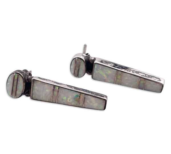 sterling silver opal simulant post earrings