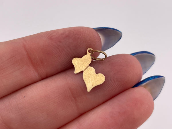 14k yellow gold double heart pendant