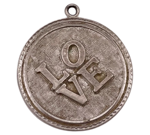 sterling silver round 'LOVE' pendant