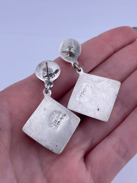 sterling silver Mexican abalone post dangle earrings