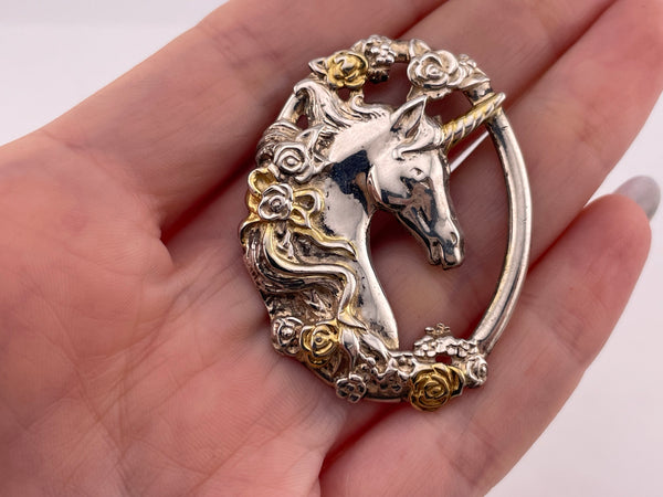 sterling silver gold wash Gorham unicorn pendant
