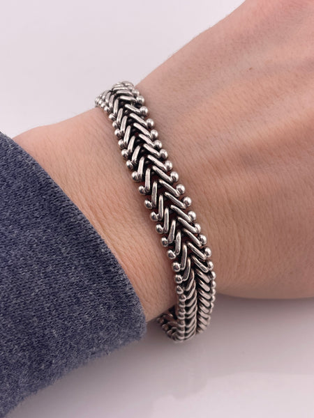 sterling silver 7-3/8" woven chain hook bracelet