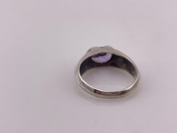 size 9.5 sterling silver faceted amethyst beveled band ring
