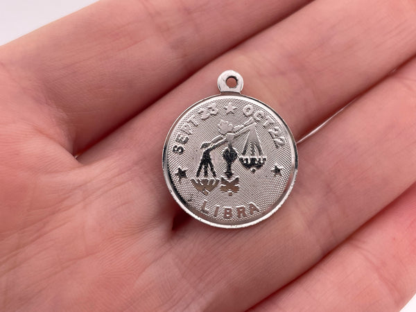 sterling silver Libra the Scales zodiac pendant