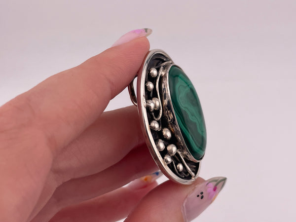 sterling silver malachite artisan pendant