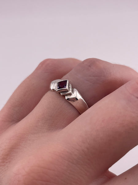 size 6.5 sterling silver faceted amethyst ring