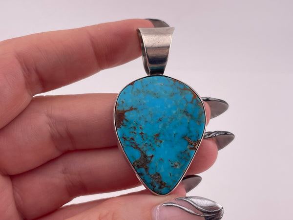 sterling silver tear-drop turquoise pendant