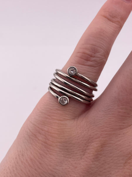 size 6.5 sterling silver rhinestone wrap around ring