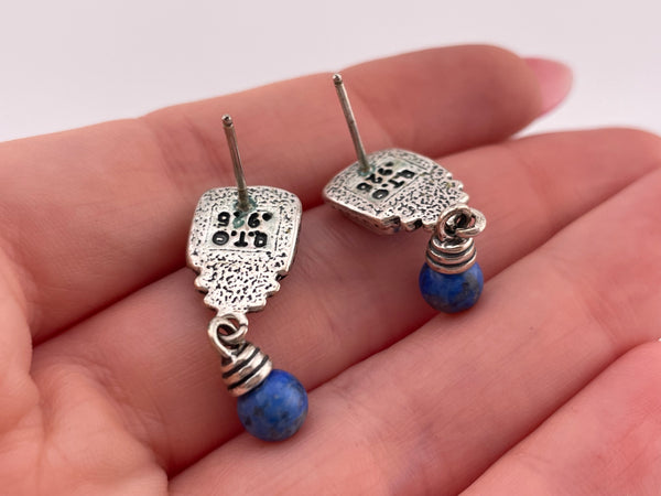 sterling silver lapis post dangle earrings