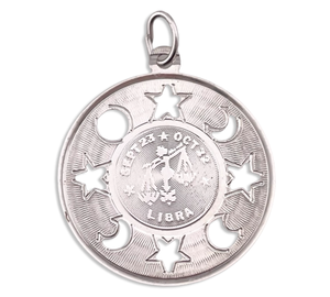 sterling silver Libra the Scales zodiac moon star cut-out pendant