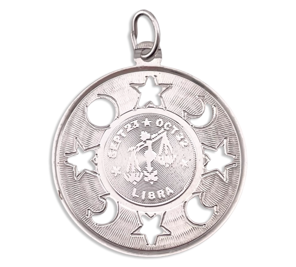 sterling silver Libra the Scales zodiac moon star cut-out pendant