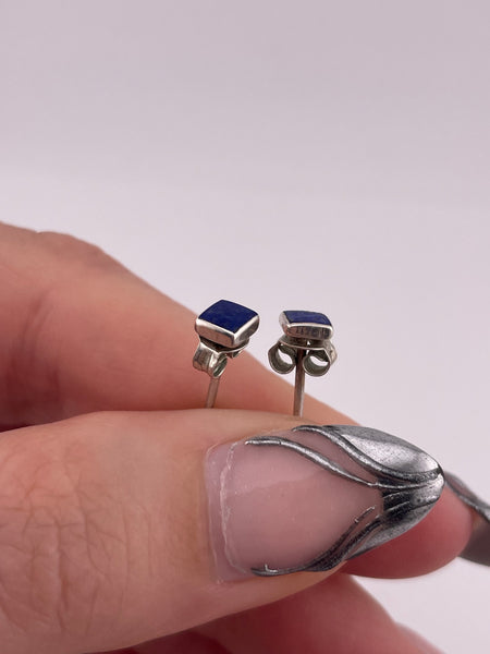 sterling silver lapis stud post earrings