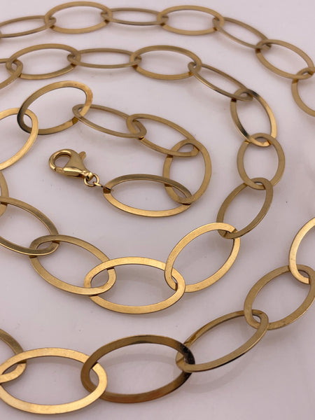 sterling silver gold plated 36.5" Italian oval chain link necklace