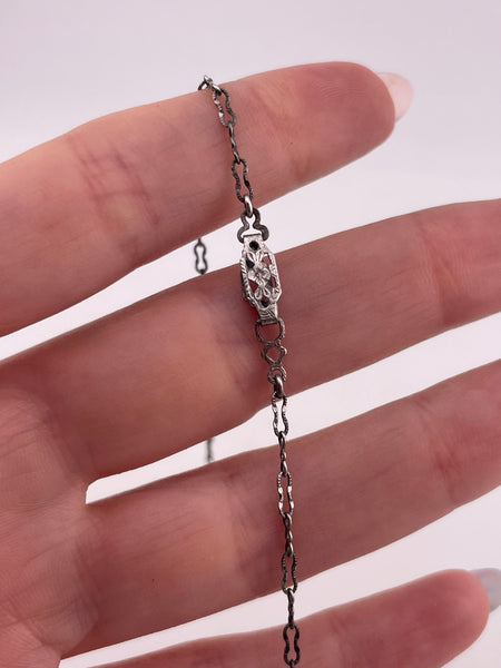 sterling silver 18-3/8" gold wash rhinestone crinkle chain necklace