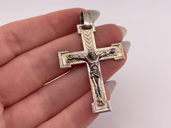 sterling silver large religious crucifix cross pendant