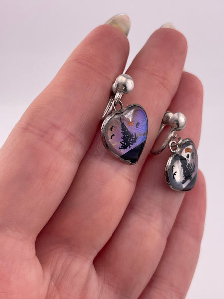 sterling silver component butterfly wing heart screw-back earrings ***hearts not silver***