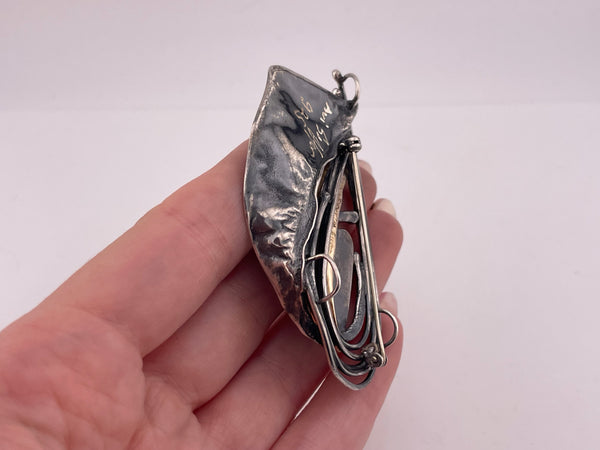 sterling silver gold wash Avi Soffer artisan pearl pendant brooch
