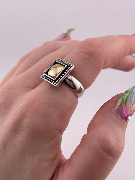 size 7.5 sterling silver gold plated square ring