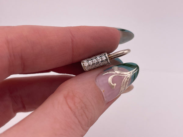 sterling silver rhinestone padlock pendant