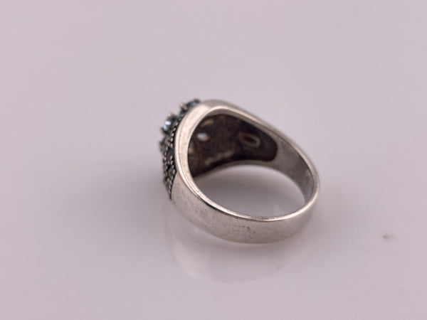 size 9 sterling silver faceted topaz marcasite ring