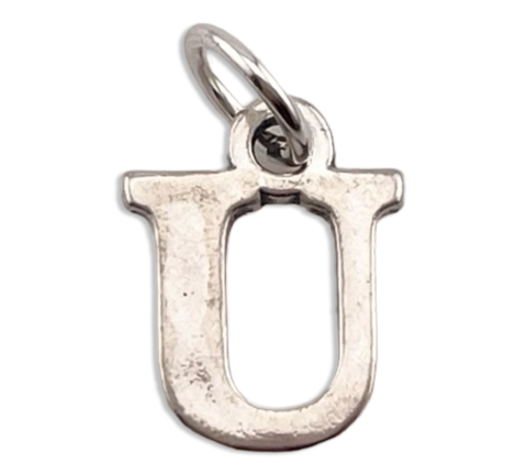 sterling silver 'U' letter initial pendant