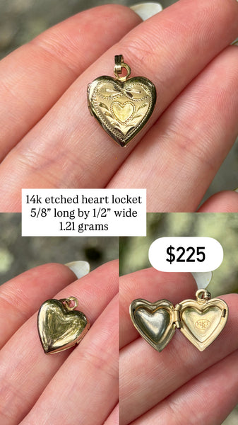 RESERVED PRIVATE LISTING -- 14k heart locket B2