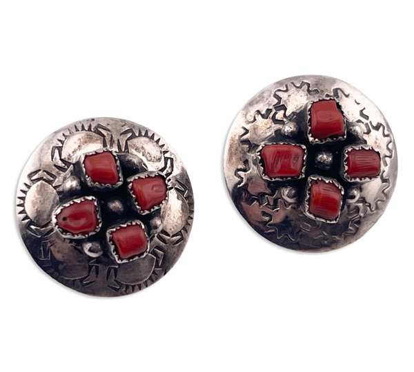 sterling silver coral stamped post earrings ***Non-Sterling Posts***