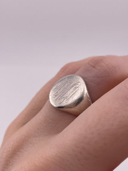 size 6 sterling silver "MMA" initials letter signet ring